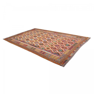 Tapis kilim géométrique, tissé plat authentique, laine, VUVU