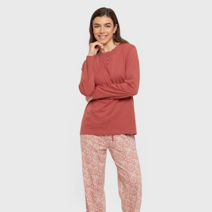 Pigiama lungo da donna rastberry