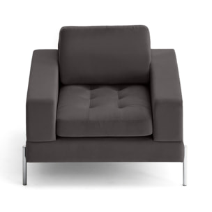 Isaure - fauteuil en velours - Gris foncé