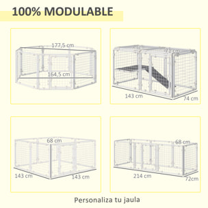 Valla Metálica para Mascotas 9 Paneles Puerta con Pestillo Rampa 68x68x2,5cm