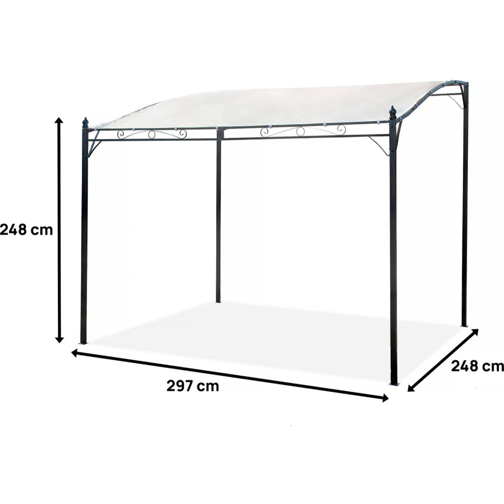 Pergola inclinée en métal - 3 x 2,5 m - Beige