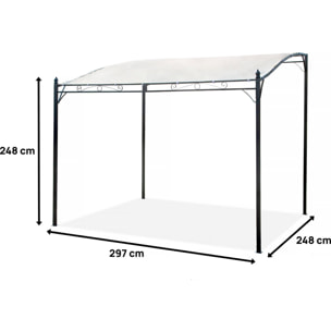 Pergola inclinée en métal - 3 x 2,5 m - Beige
