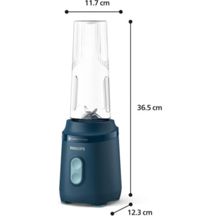 Blender PHILIPS HR2672/02 Blender mixeur bleu Série 3000, x2 gourdes Blend & Go 0.6L, 350W