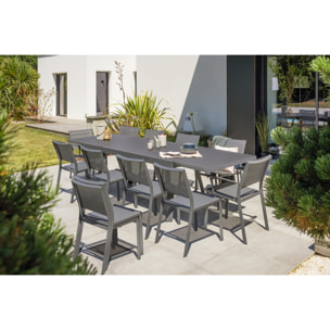 STOCKHOLM - Ensemble repas de jardin 12 places en aluminium gris anthracite