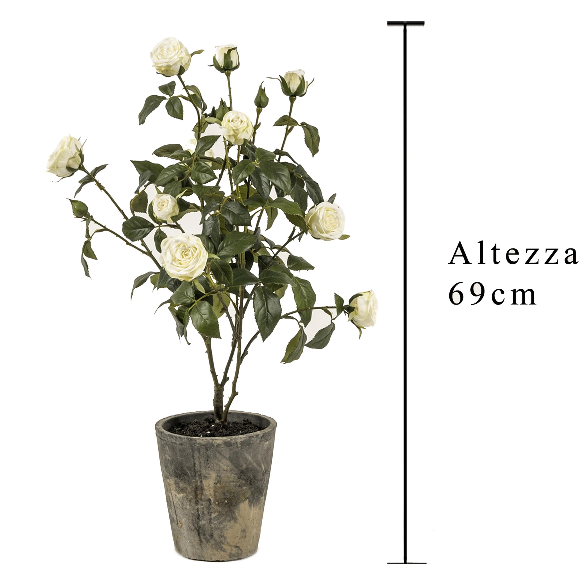 Mini Rose In Vaso. Altezza 69 Cm - Pezzi 1 - 43X69X38cm - Colore: Altro - Bianchi Dino - Piante Artificiali