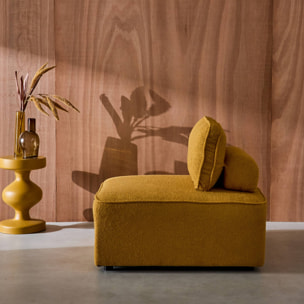 Chauffeuse pour canapé modulable tissu bouclette moutarde 1 place Bao. L 90 x P 90 x H 74cm