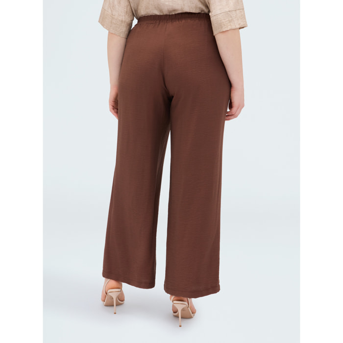 Fiorella Rubino - Pantaloni Wide Leg in misto viscosa - Marrone