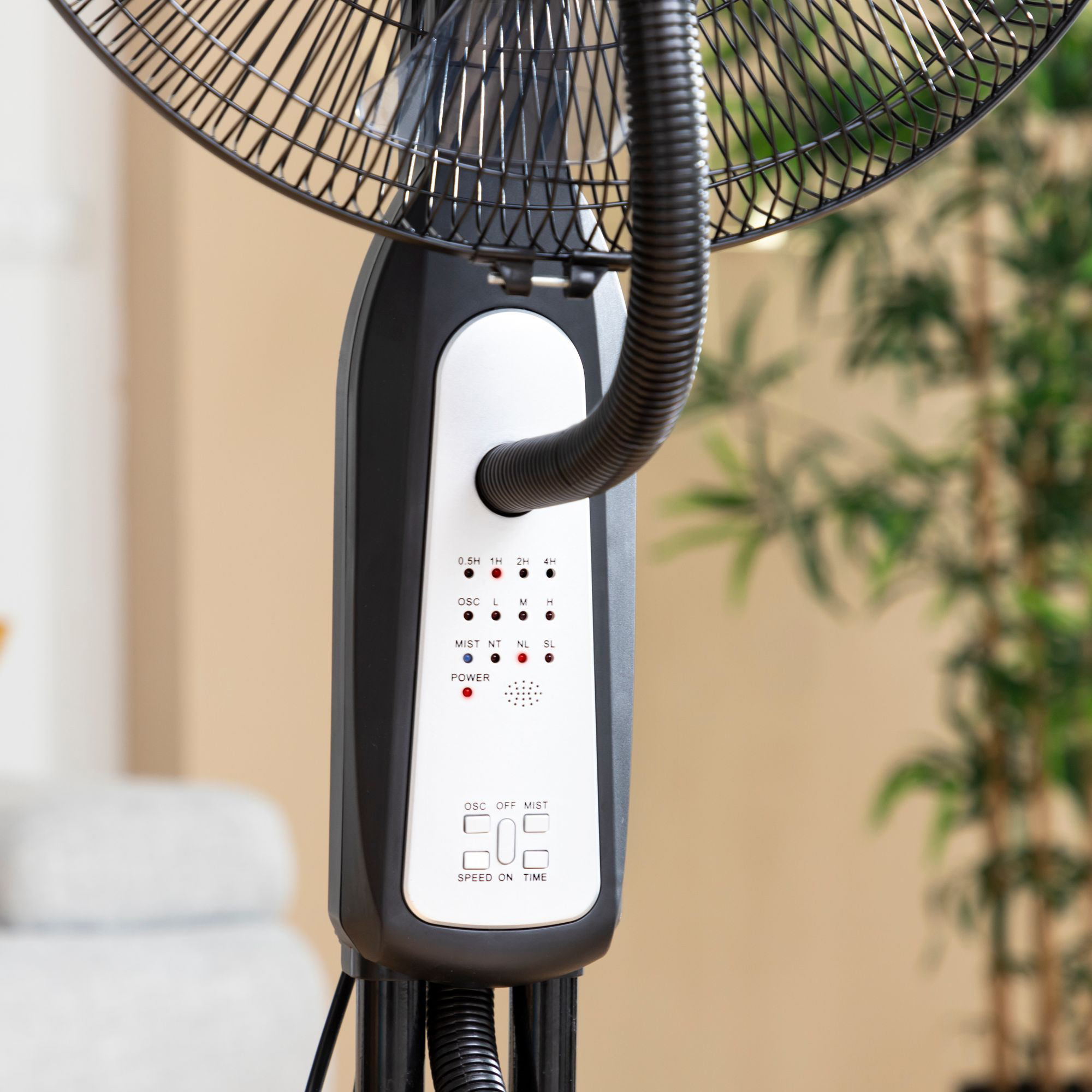 Ventilatore a piantana con funzione nebulizzatrice e telecomando Mistinn - nero - 2,8 l