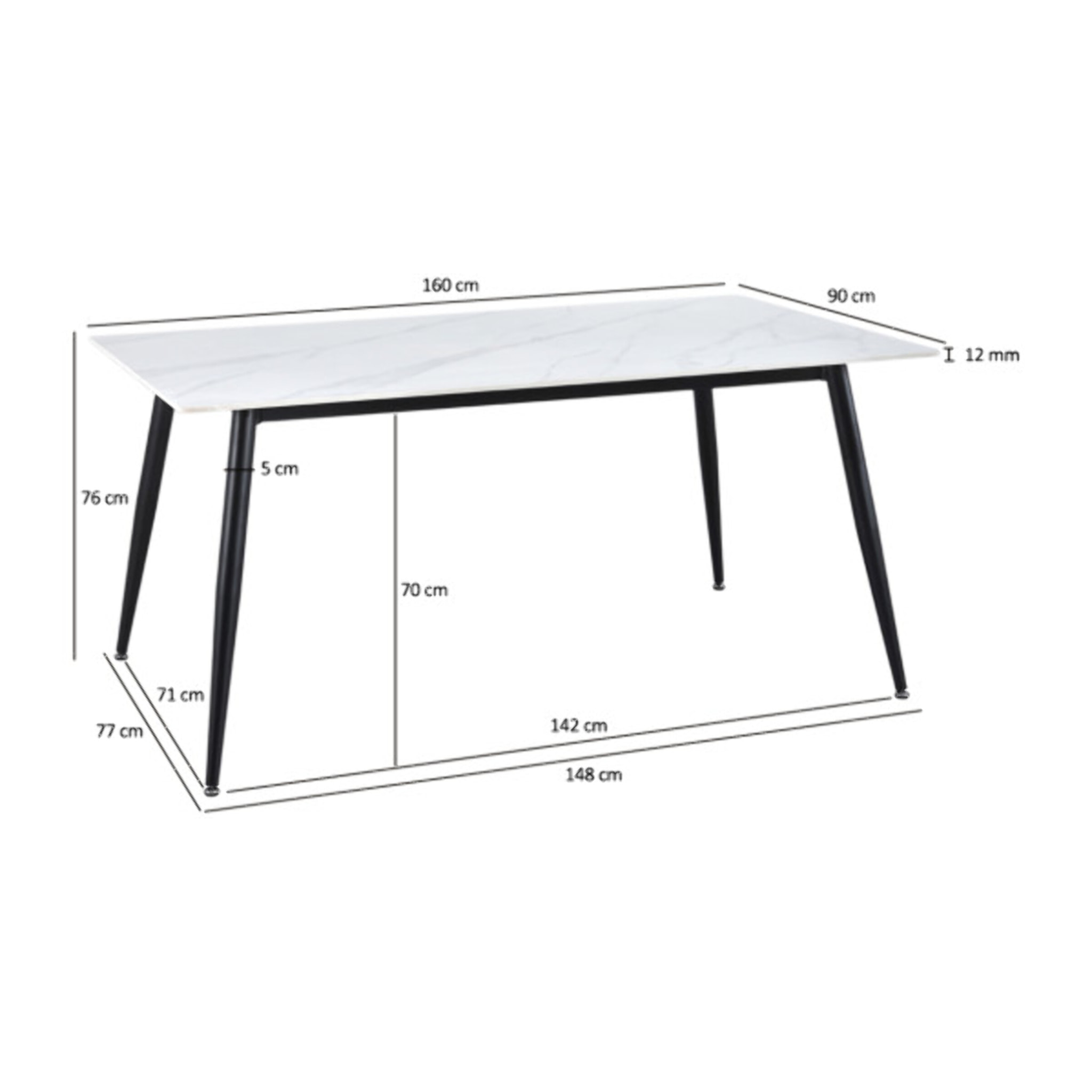 Table de repas en céramique 160 x 90 cm - STONE 2