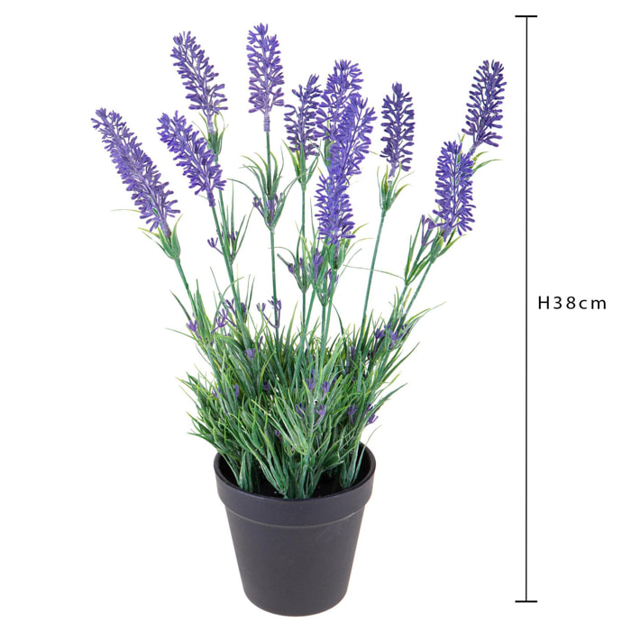 Lavanda In Vaso. Altezza 38 Cm - Pezzi 2 - 21X38X21cm - Colore: Viola - Bianchi Dino - Fiori Artificiali