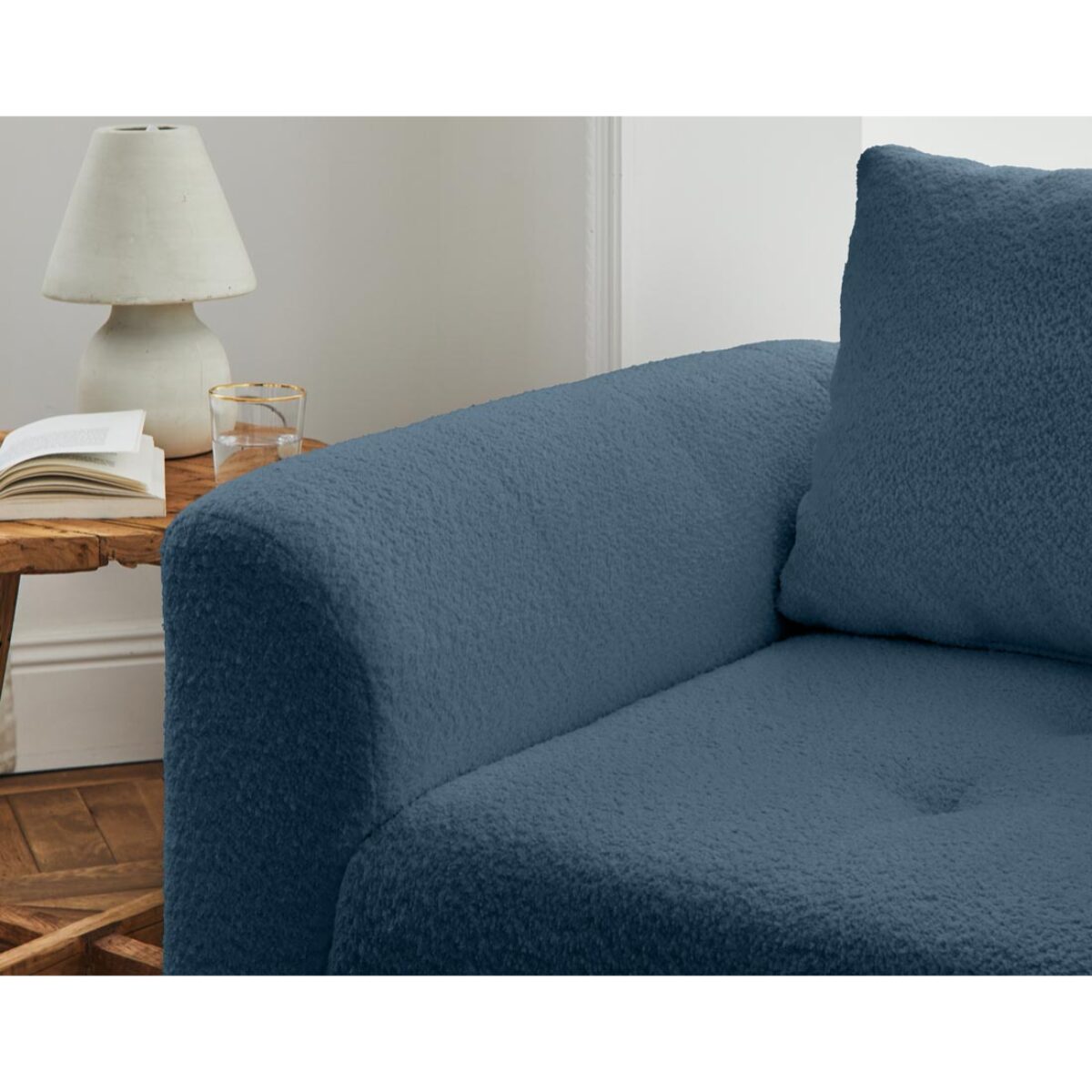 Rune - fauteuil - en tissu bouclette - Bleu nuit