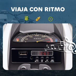 Quad Eléctrico para Niños 12V, Quad para Niños de 3â‚¬â€œ5 Años con 2 Motores, Velocidad 3â‚¬â€œ8 km/h, Música, Faros LED, MP3, USB, Tarjeta TF, Pedal, Avance y Retroceso, Blanco