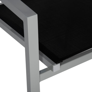 Lot de 6 chaises en aluminium gris - textilène noir