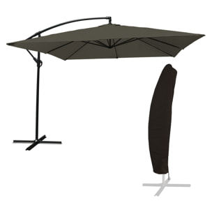 Parasol déporté MOLOKAI carré avec housse - Gris