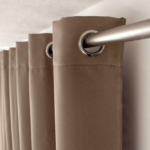 Rideau occultant uni avec 8 œillets - Taupe