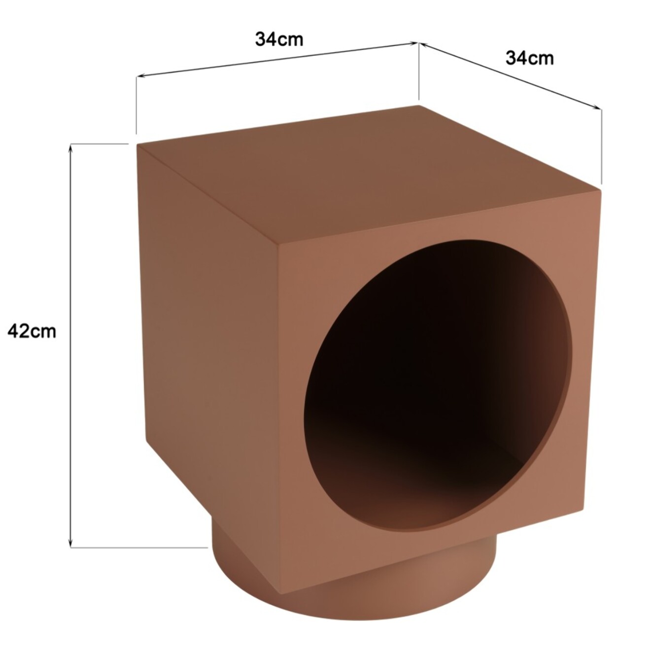 AGATHE - Table d'appoint carrée 34x34cm en bois peint terracotta