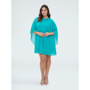 Fiorella Rubino - Vestito in georgette con maxi maniche kimono - Verde acqua