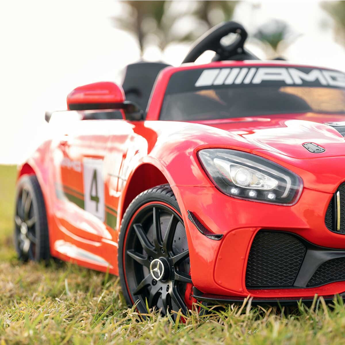 PLAYKIN Coche eléctrico niños MERCEDES-BENZ GT4 RED batería 12V con mando control +3 años