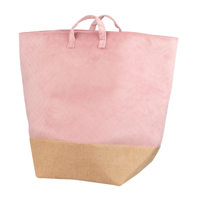 Cesto Ropa Velvet/yute Rosa 30x30x50 Cm