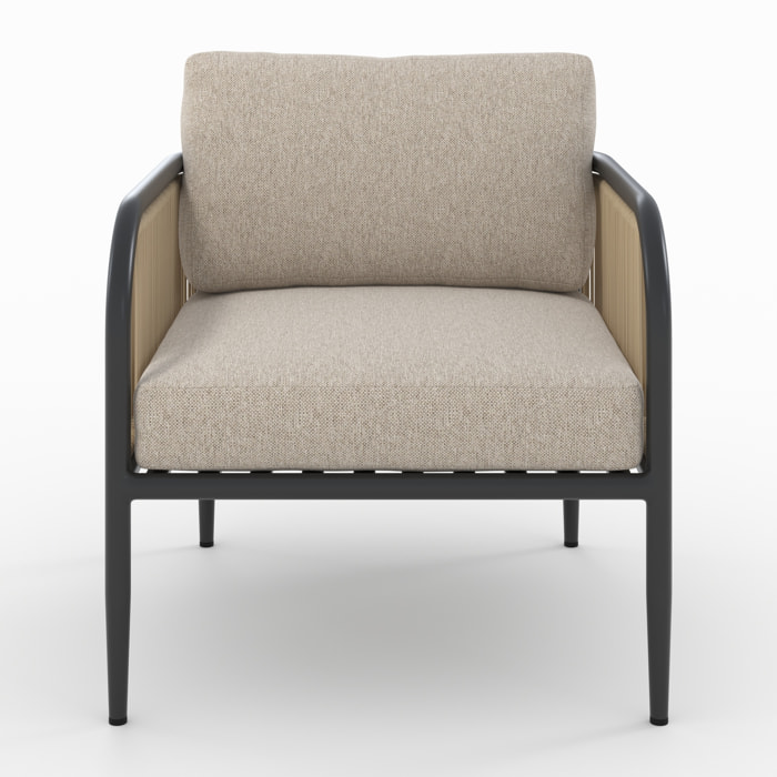 Fauteuil de jardin en acier et tissu beige - Wilo