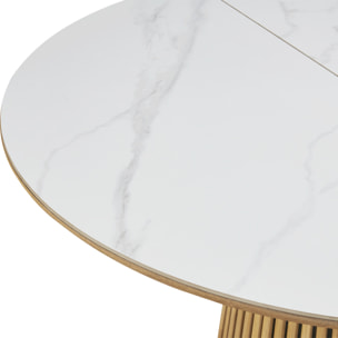 Table à manger ronde extensible en céramique bicolore 6/8 places - ADA