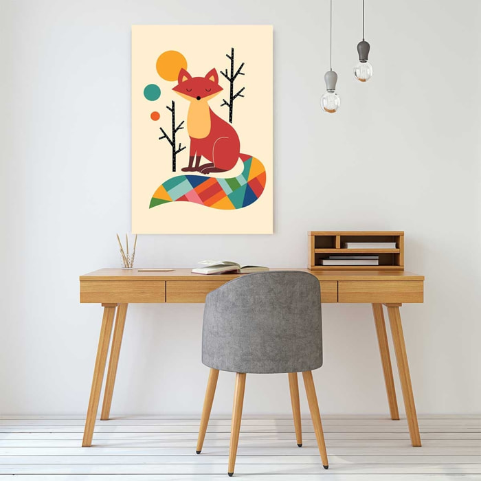 Tableau enfant renard arc en ciel Toile imprimée