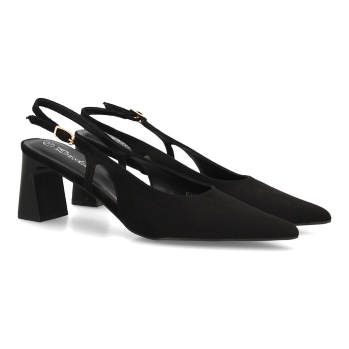 Zapatos slingback elegantes de tacón ancho para mujer