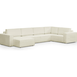 Canapé d'angle droit convertible 8 places en tissu bouclé - HARPER MOD