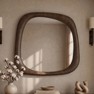 Miroir carré en placage noyer, 90 x 90 cm - Yoko