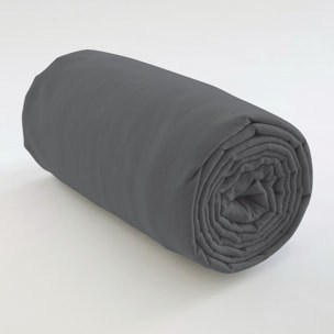 Drap Housse Coton 57fils Uni - Bonnet 35cm Gris foncé