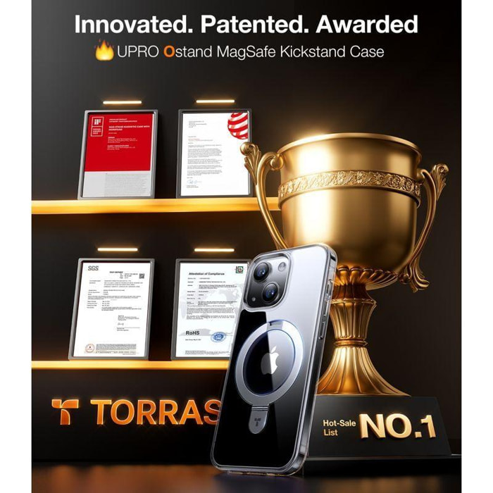 Coque intégrale TORRAS iPhone 15 MagSafe + support transparente