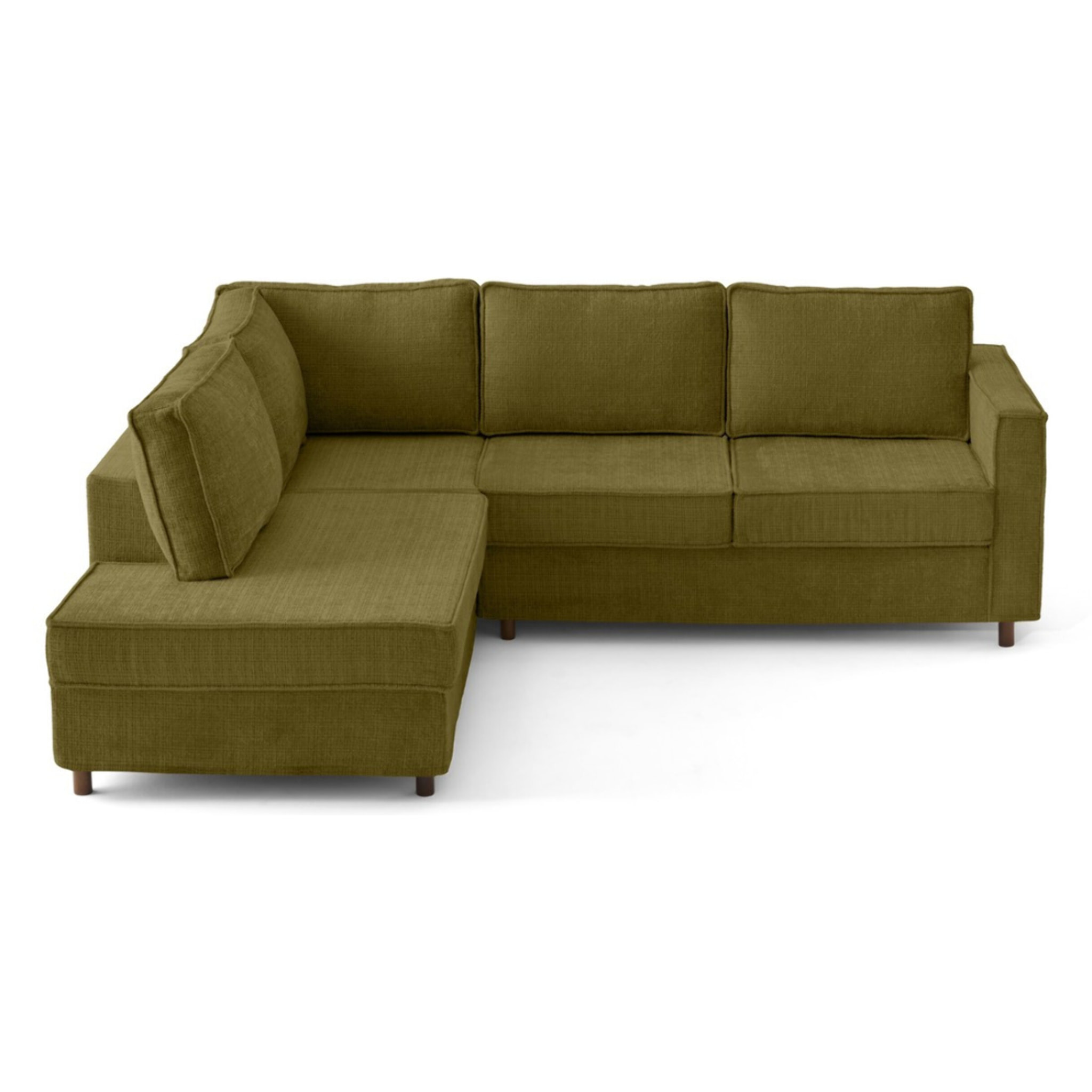 Jake - canapé déhoussable d'angle gauche 5 places en velours texturé - Vert Olive