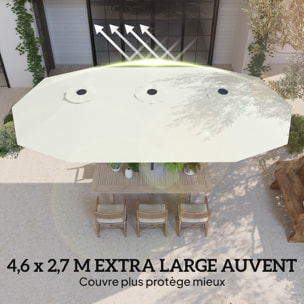Parasol de jardin double XXL manivelle UV50+ housse de protection incluse crème