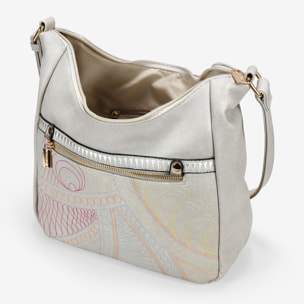 Bolso bandolera piedra con cosidos y cremallera