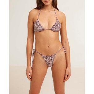 Braga de bikini brasileña con lazos en tejido estampado