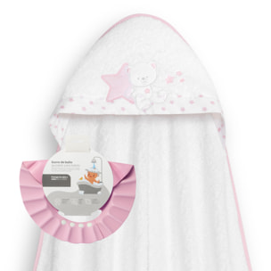 Capa Baño 1X1 Mod Osito Sentado Estrella+ Gorro Bco/Rosa