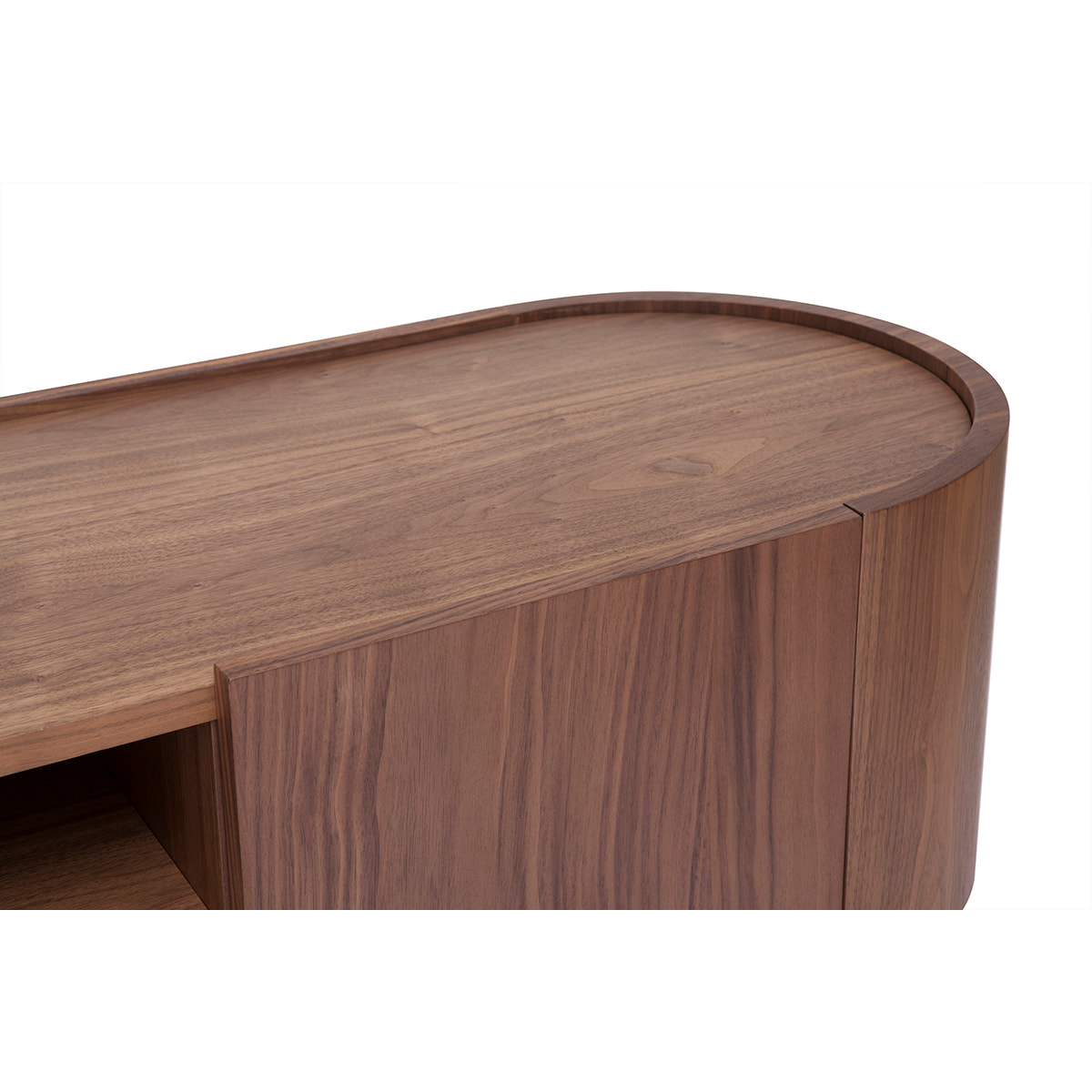 Meuble TV design bois foncé noyer et métal noir avec rangements L180 cm SKYE