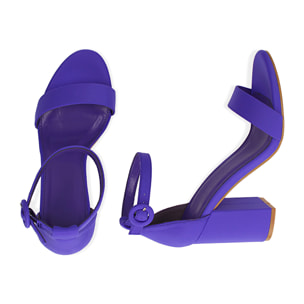 Sandali viola in lycra, tacco 9 cm