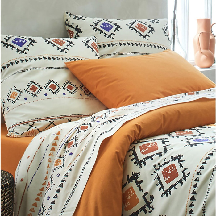 Parure housse de couette coton beige