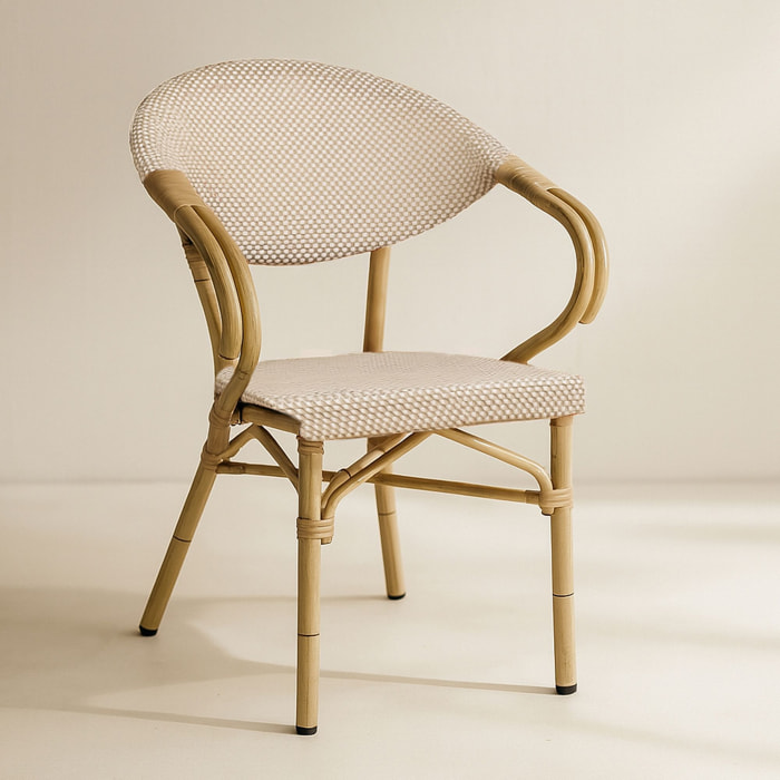 Lot de 2 fauteuils de table extérieur en textilène beige AMALFI