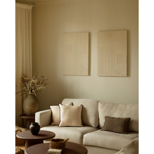 Tableau blanc décoratif sur coton avec cadre en bois peint à la main à la peinture à l'huile en différentes tailles