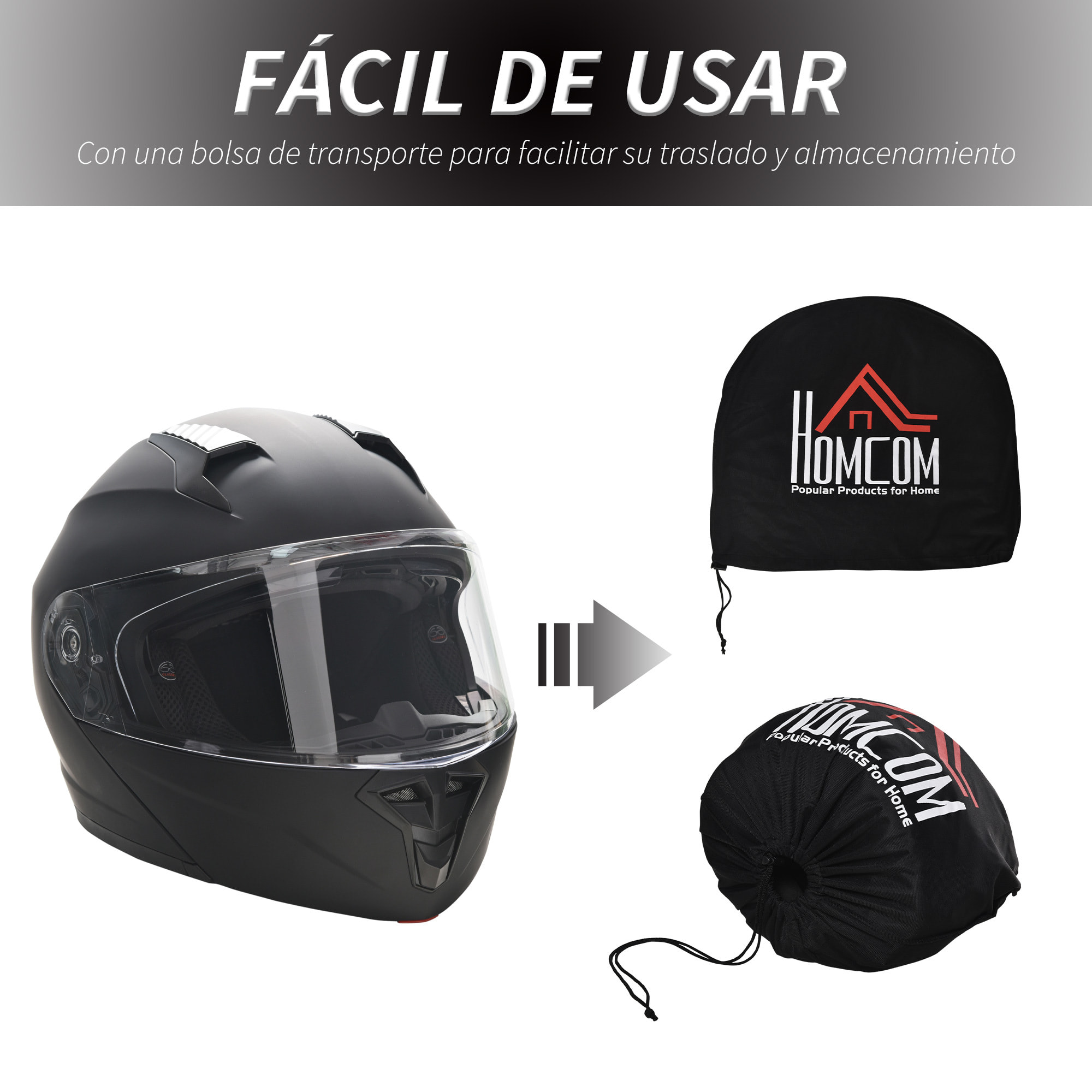 Casco de Moto Doble Visera Cabezal Anticolisión Certificación Europea L-59 cm