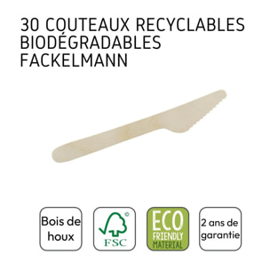 Lot de 30 couteaux en bois jetables Fackelmann Move