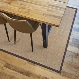 Alfombra de vinilo tejido ELEGANT efecto sisal marrón con ribete