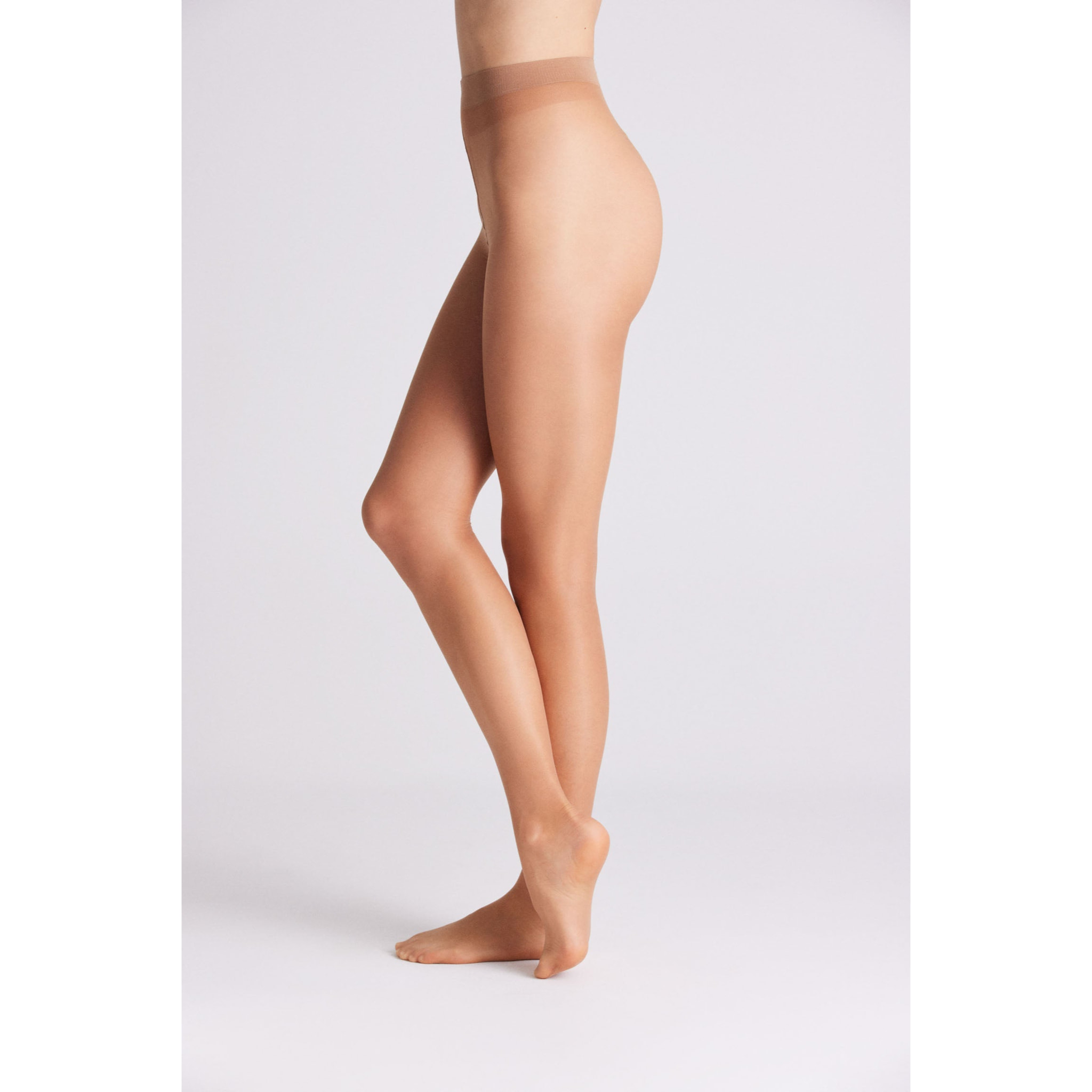Collant beige 15 denari con punta invisibile