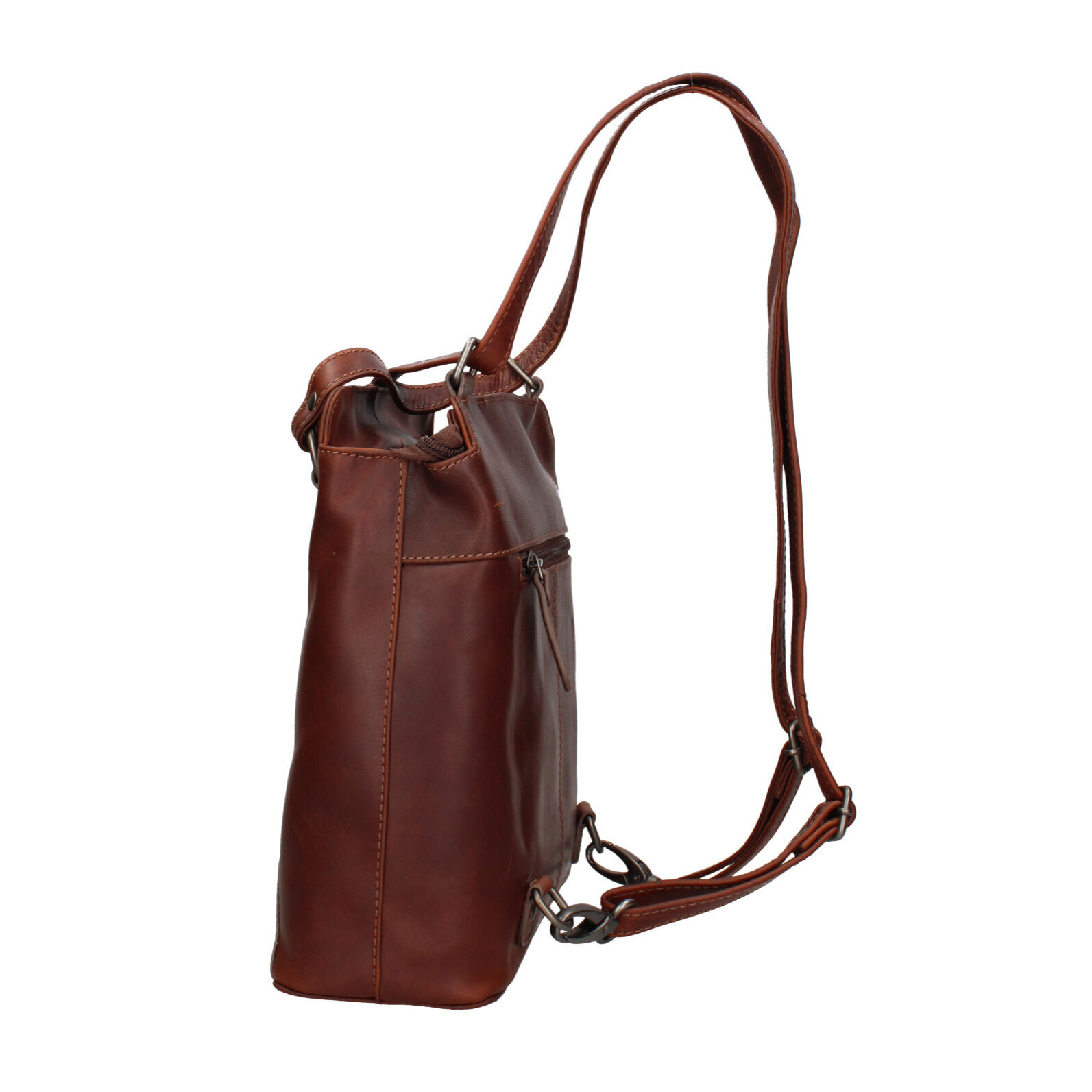 Borsa a spalla convertibile in zaino  da uomo In Vera pelle Made in Italy 19x27x11 cm