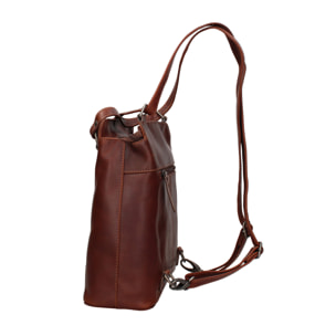 Borsa a spalla convertibile in zaino  da uomo In Vera pelle Made in Italy 19x27x11 cm