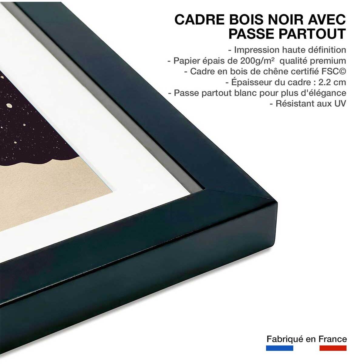 Affiche enfant coup de balai  Affiche + cadre en bois - Noir