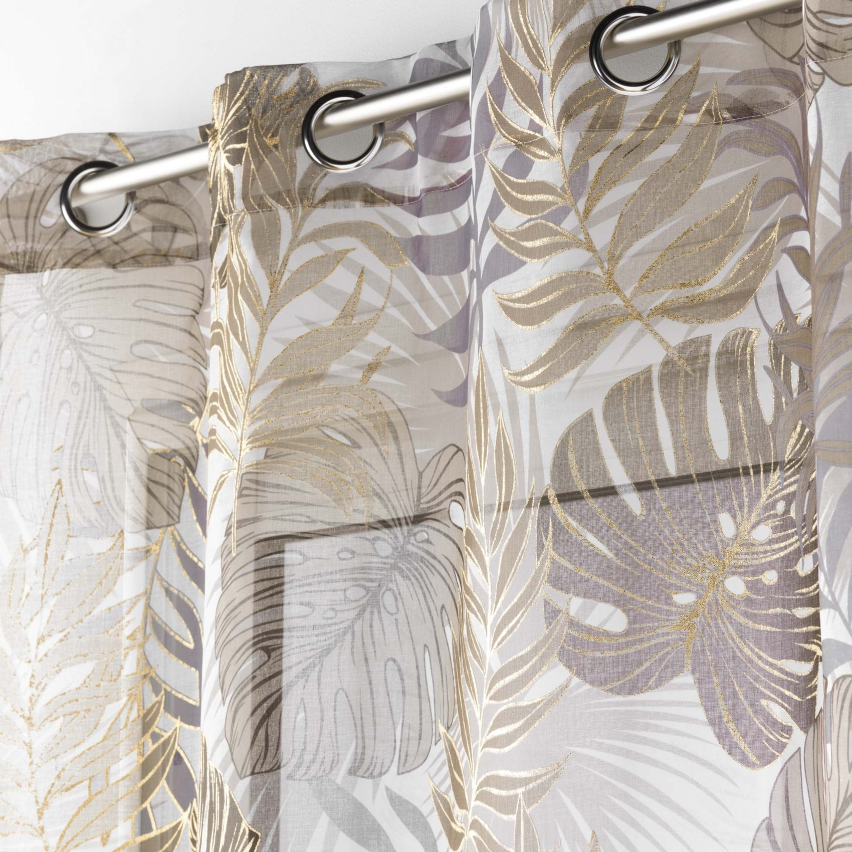 Voilage sablé au style nature dorée - Taupe