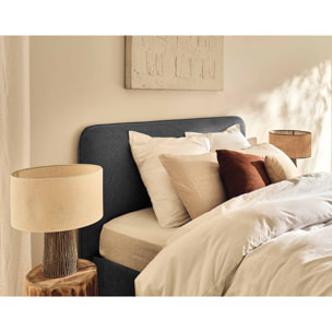 Goyave - lit coffre - 140x190 - en tissu - sommier inclus - Gris Anthracite